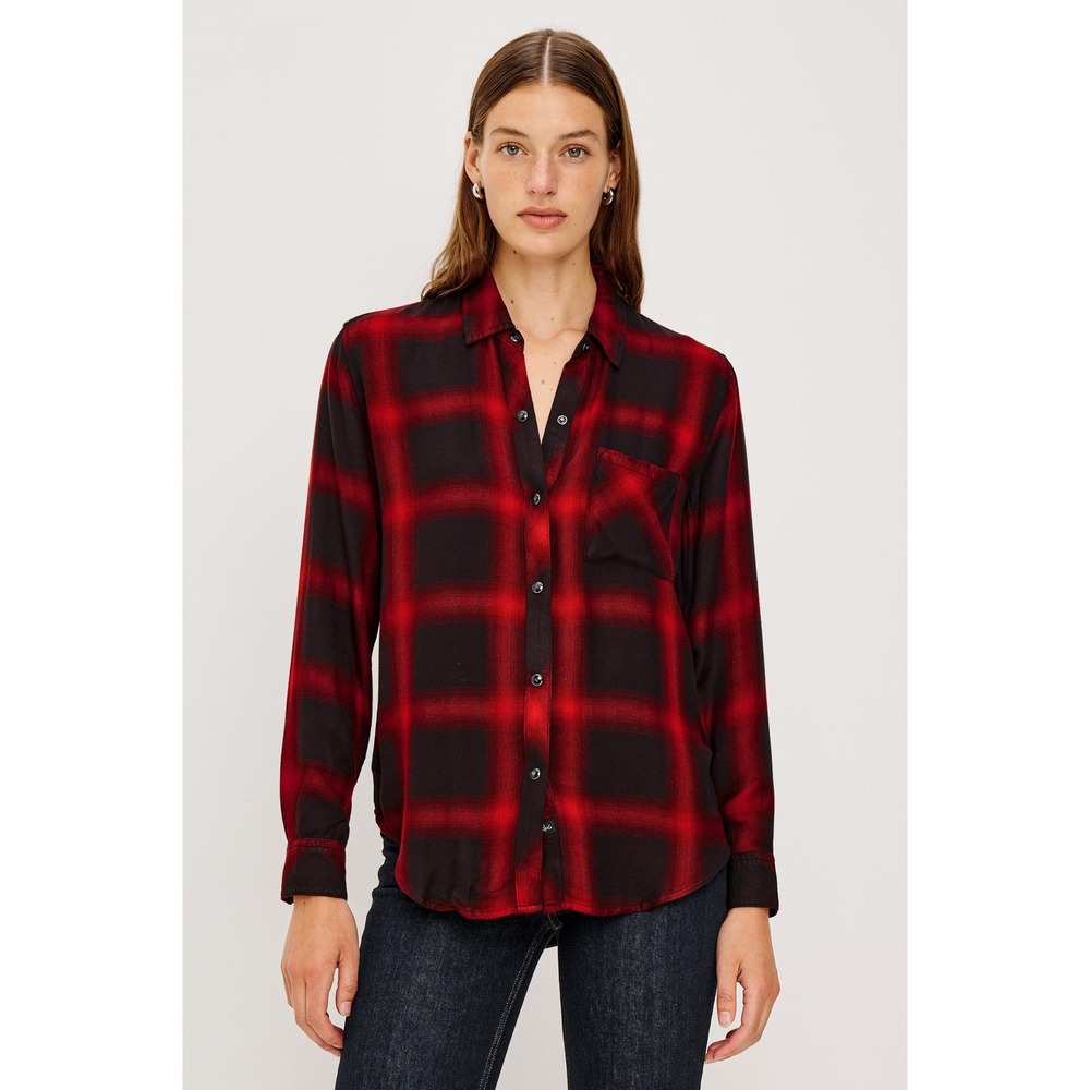 Rails Hunter Shirt Diffusedโ Cardinal Black Plaid Button Down Rayon Size Medium